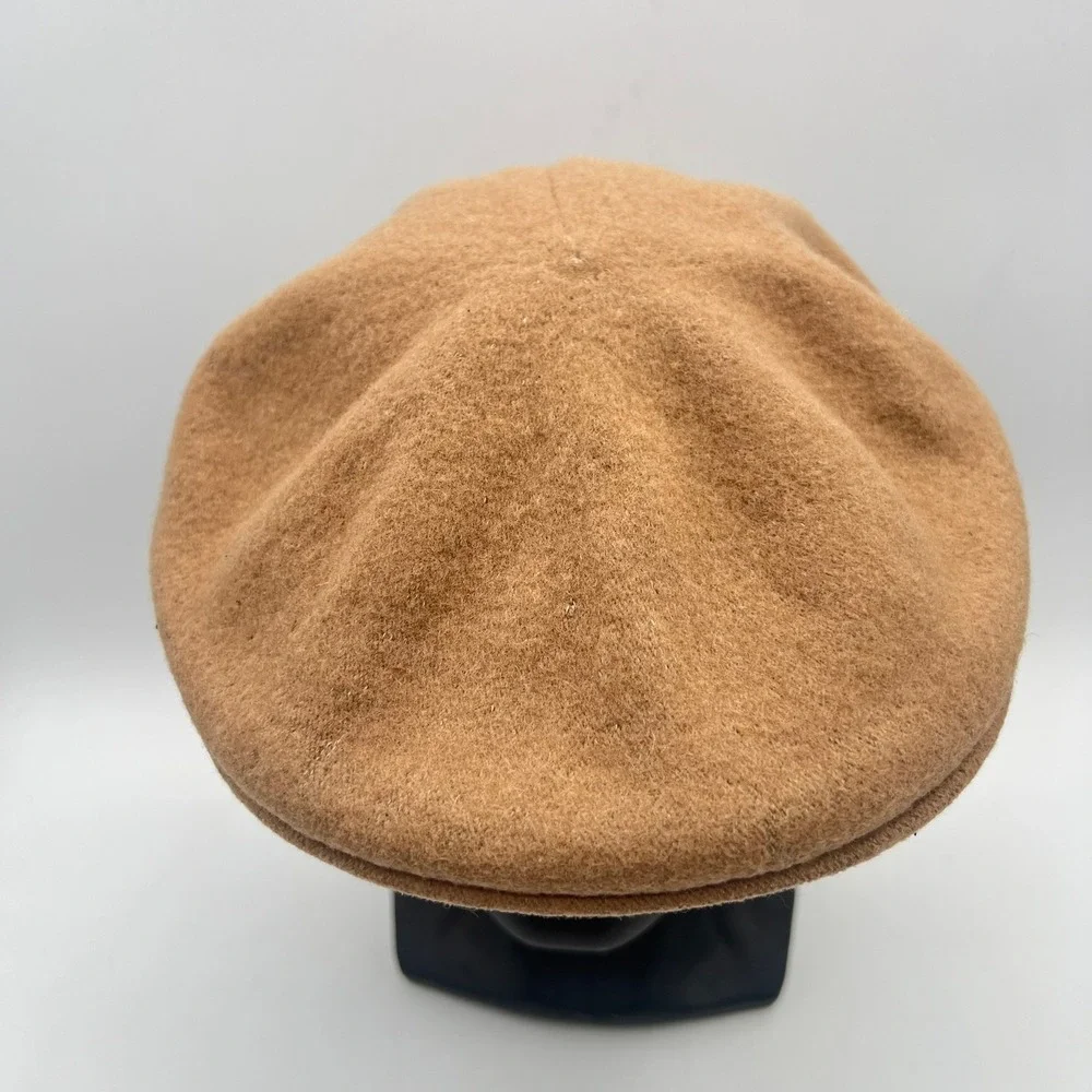 Vintage 00s Stacy Adams Mens Wool‎ Newsboy Flat Cap Hat Driving Golf Tan L/XL